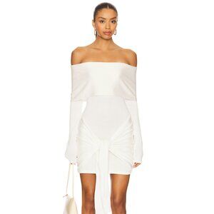 NEW superdown Theresa Mini Dress White Long Sleeve Bridal Wedding Off Shoulder